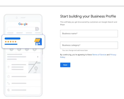 Start building your Business profile page