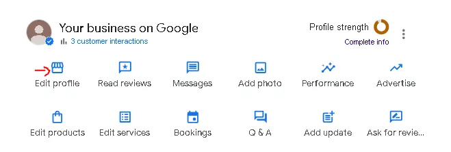 Edit profile option in google business profile