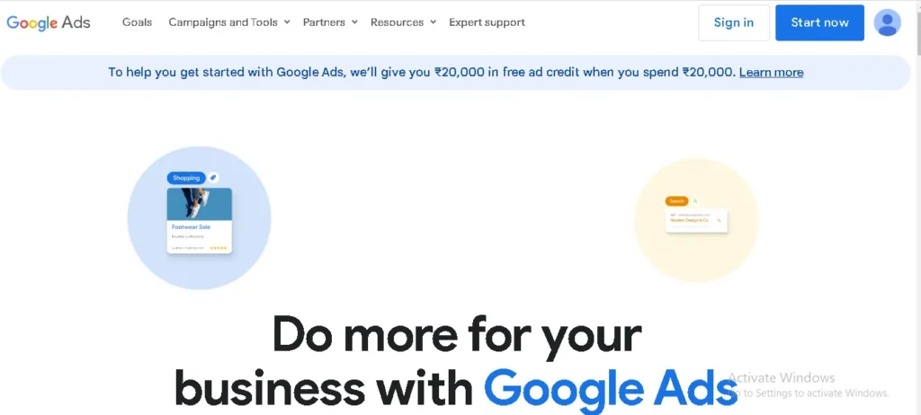 Sign in to your google ads account